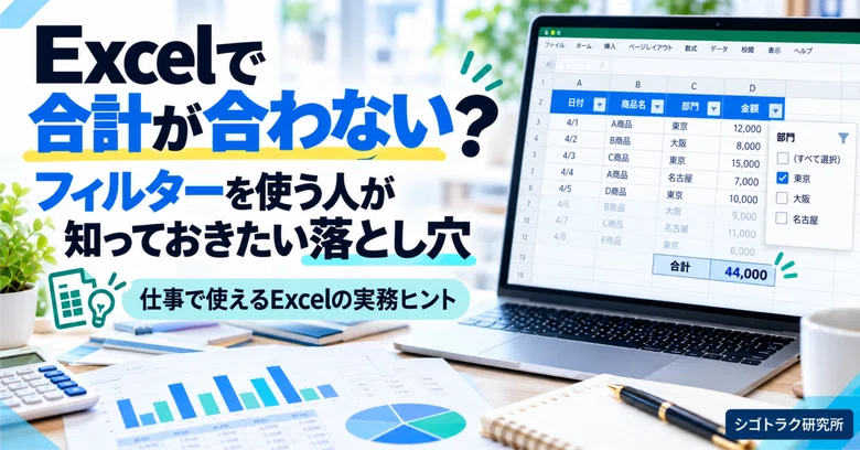 Sum Filter Function Excel Excel totals not matching? Pitfalls that filter users should know|シゴトラク研究所