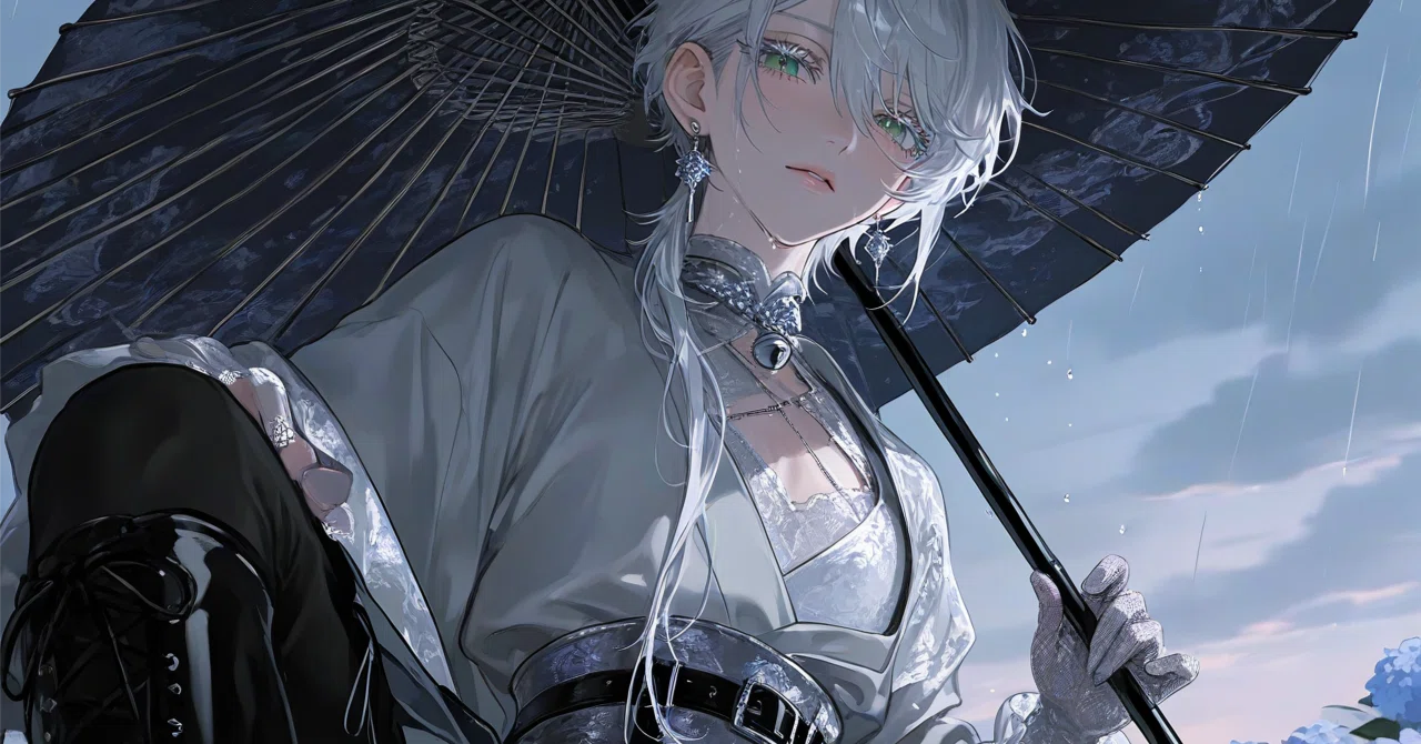 【1】【梅雨明けと番傘】プロンプト☂️東屋と花｜んぁ