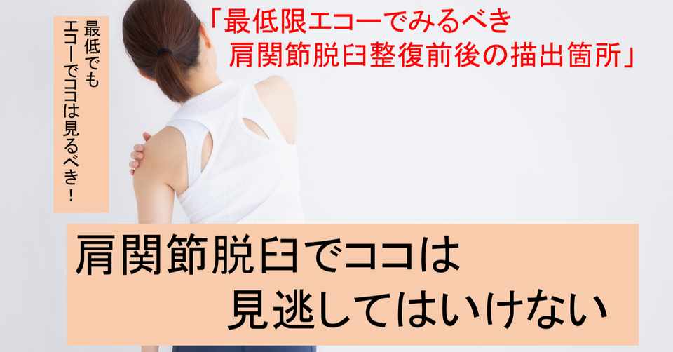 最低限エコーでみるべき肩関節脱臼 整復前後の描出ポイント 玉置 時也 Note