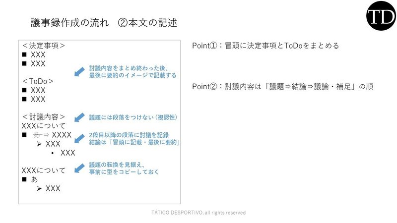 外資コンサル流 議事録作成術 の極意 テクニック編 Tatico Desportivo スポーツビジネス コンサル Note