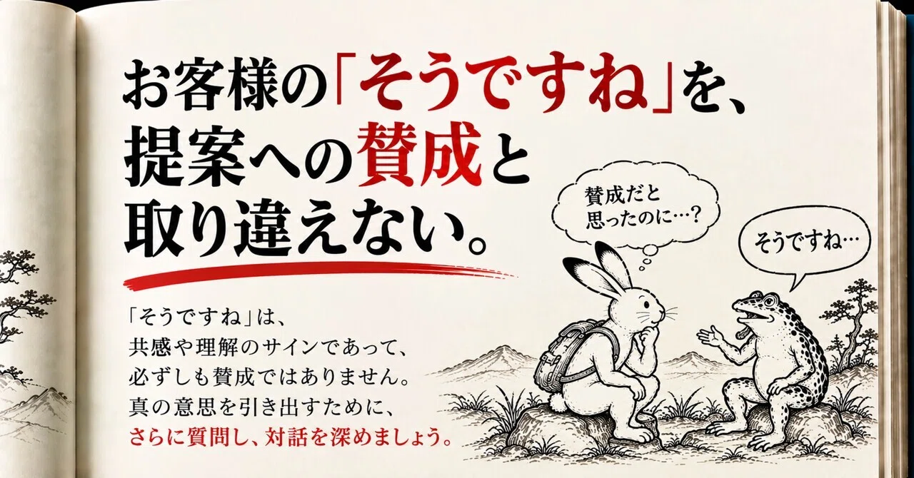 Do not mistake a customer's 'I see' for agreement with a proposal｜磯野享史 ...