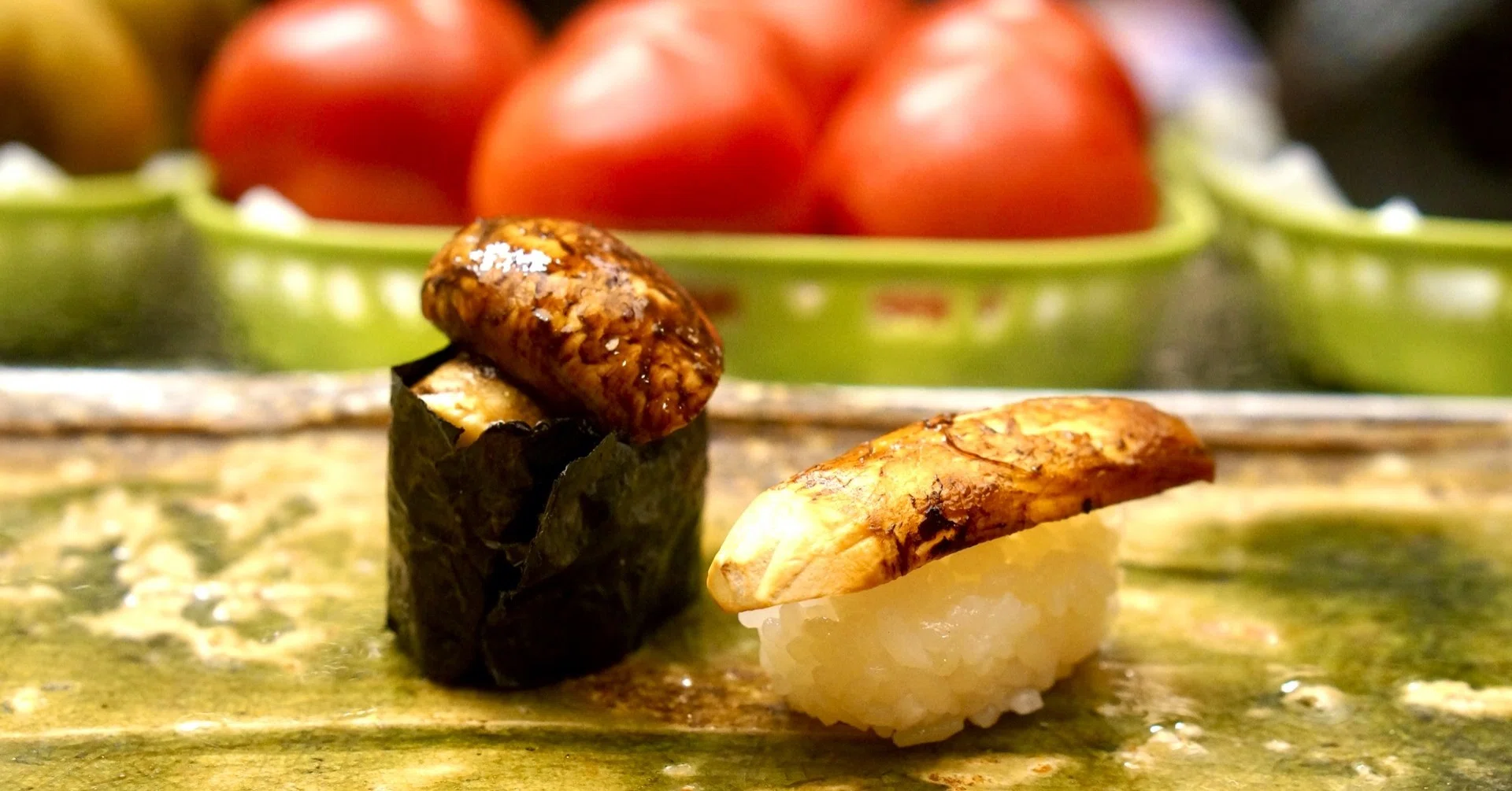 Matsutake Nigiri is now available [Note from a 73-year-old sushi
