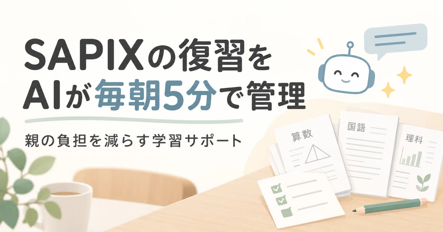 SAPIXの復習、毎日何をやらせるか悩まなくていい。AIが「朝5分の問題
