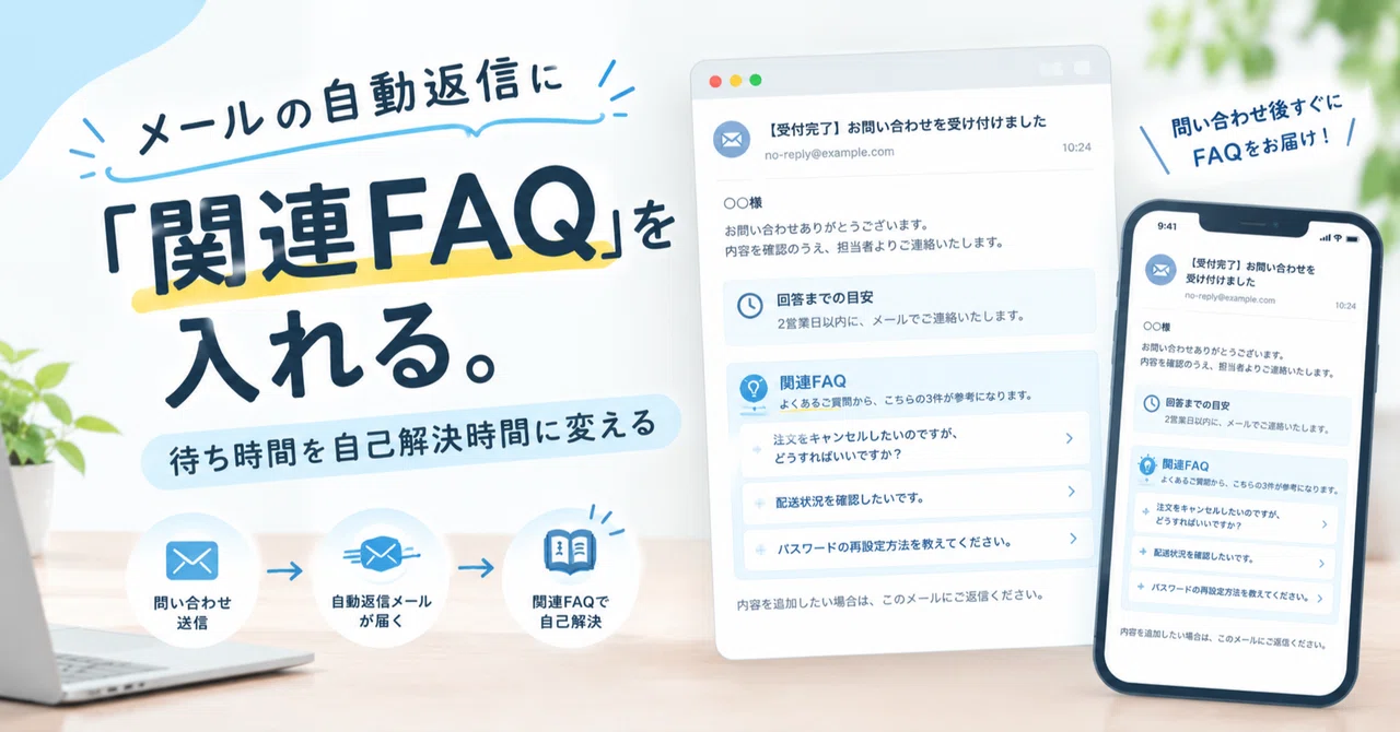 Include 'Related FAQs' in automated email replies. Turn waiting time ...