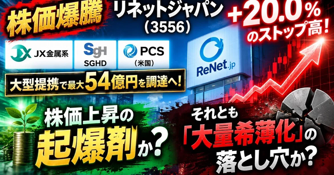 [Stock Price Surge] Renet Japan (3556) hits a +20.0% limit high ...