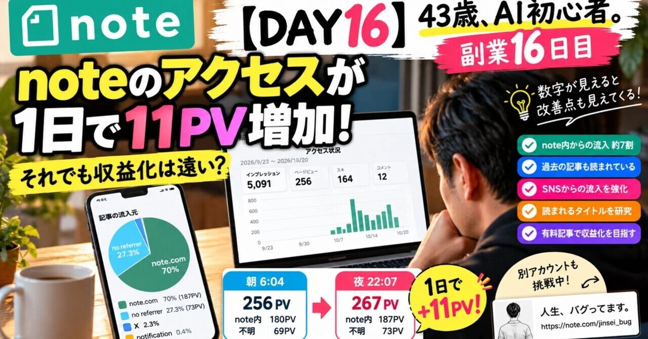 [DAY 16] 43 years old, AI beginner. Day 16 of my side hustle | note ...