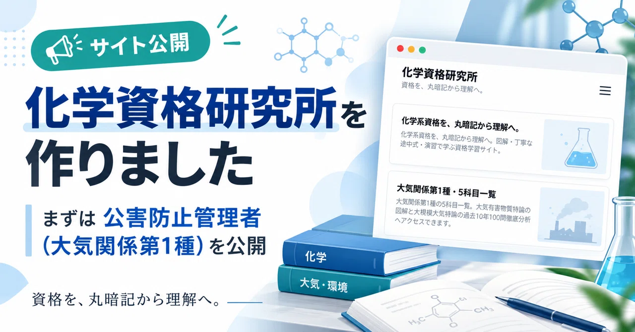 【Site Launch】I created the Chemical Qualification Laboratory! Starting ...