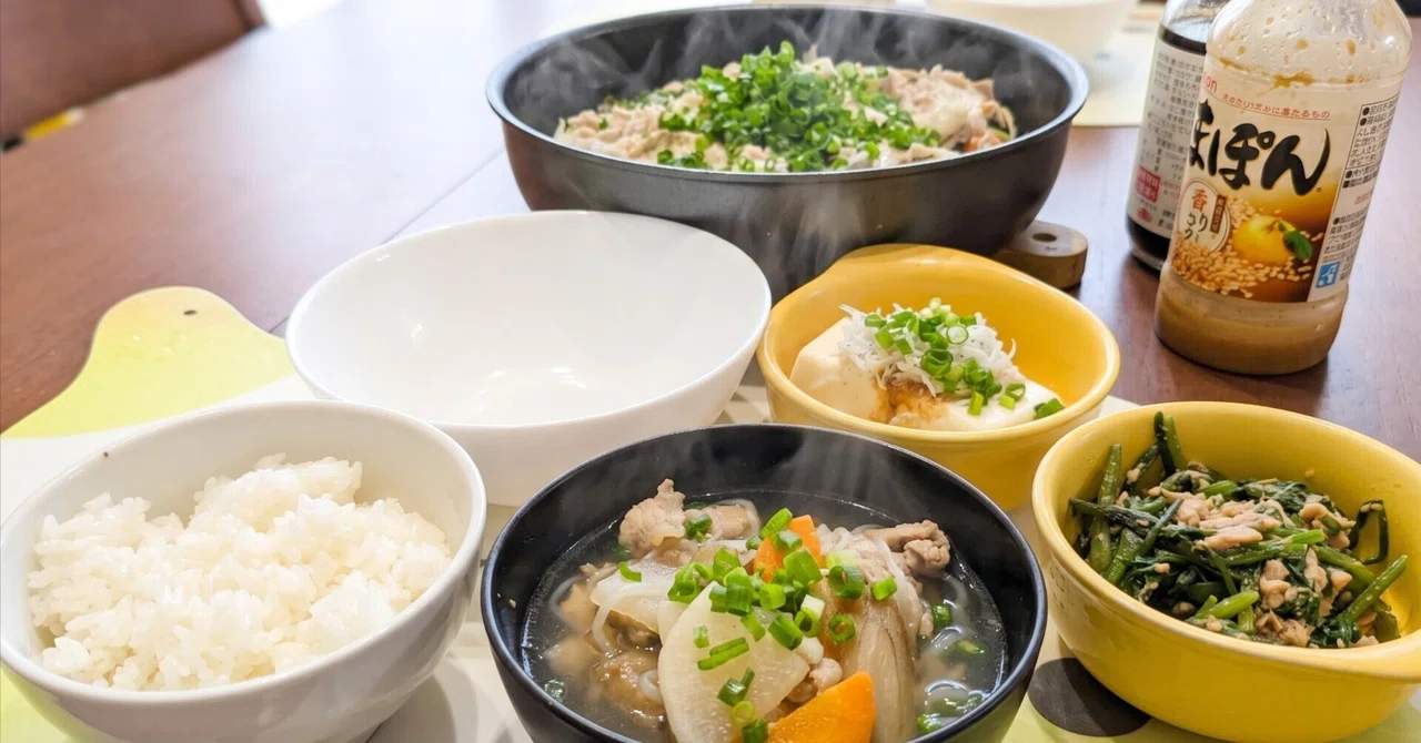 [Yesterday's Menu] Pork Shabu-shabu with Steamed Vegetables & Sesame ...
