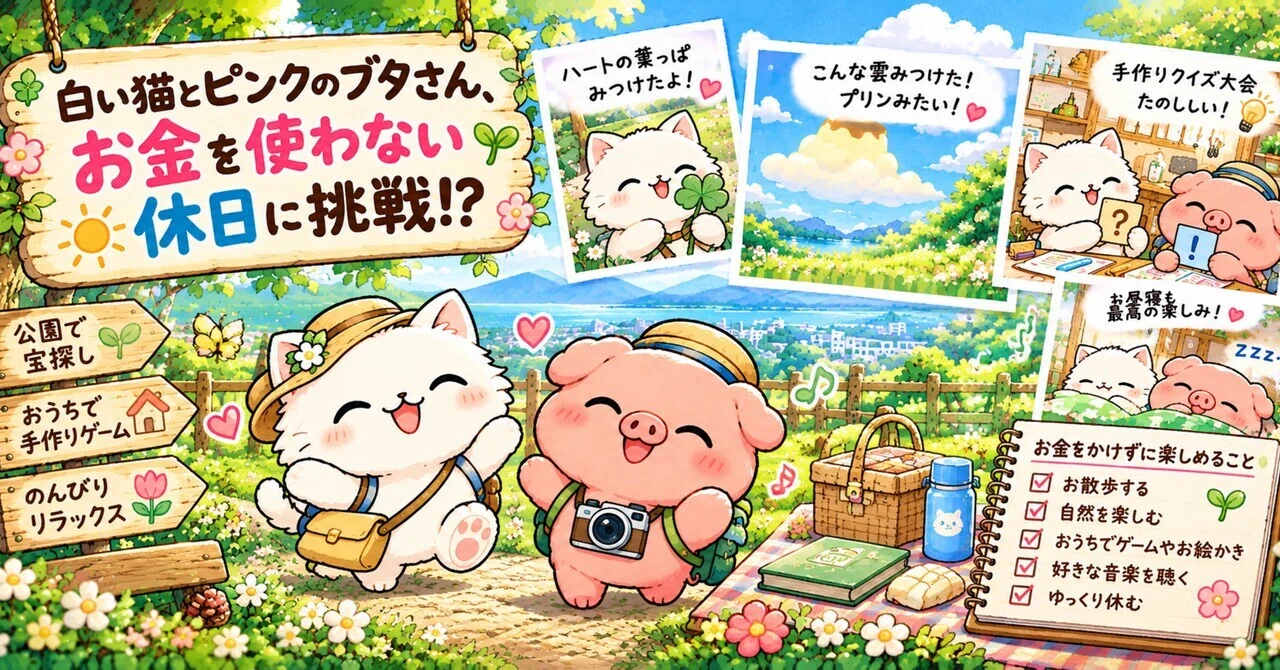 🐱🐷 A White Cat and a Pink Pig, Challenging a Holiday Without Spending ...