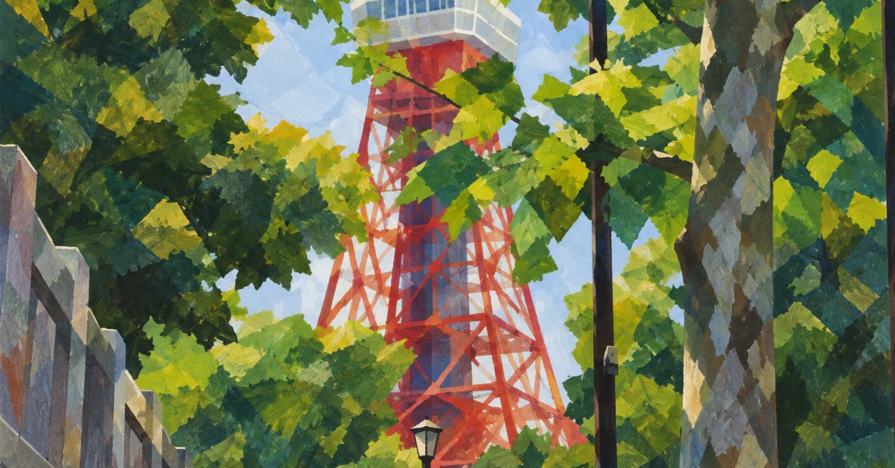 Drawing Guide GPT: C09: Tokyo Tower and Plane Tree 《Cubist Style》 GPT ...