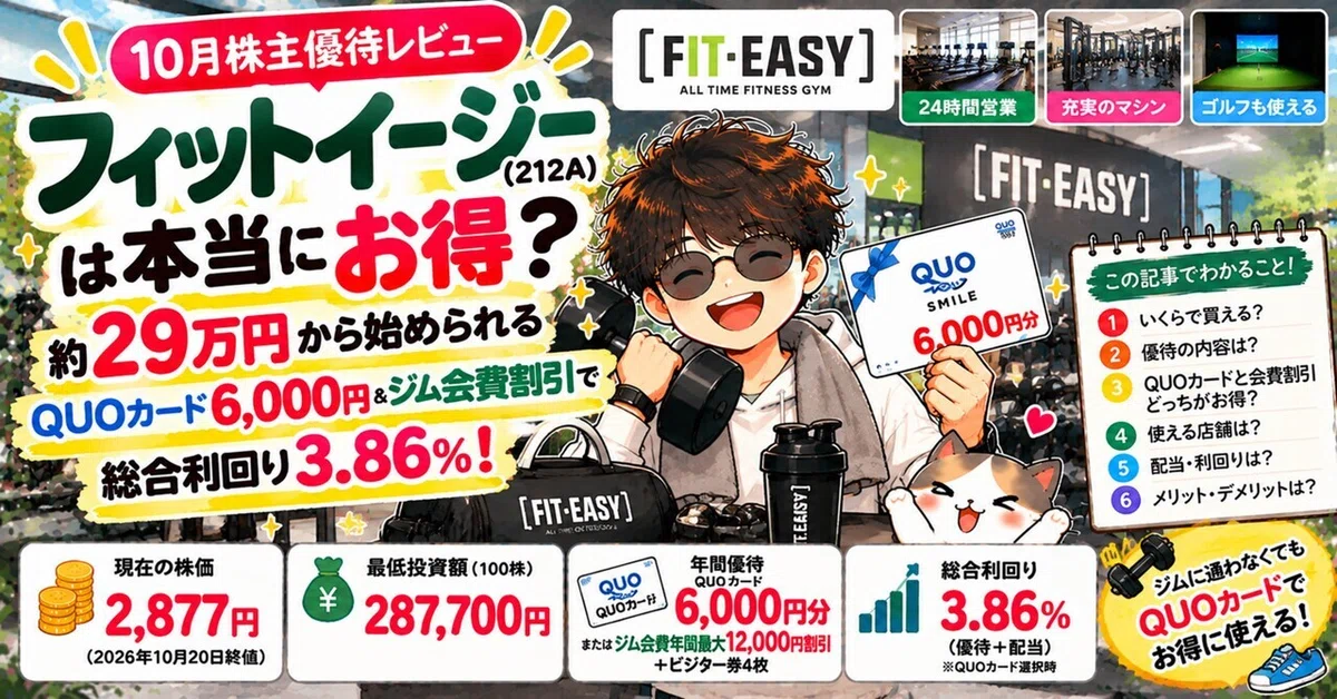 [October Shareholder Perks] FIT-EASY (212A) Significantly Expands ...