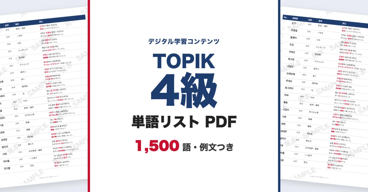 TOPIK Level 4 Vocabulary List 1,500 Words (with Example Sentences and ...