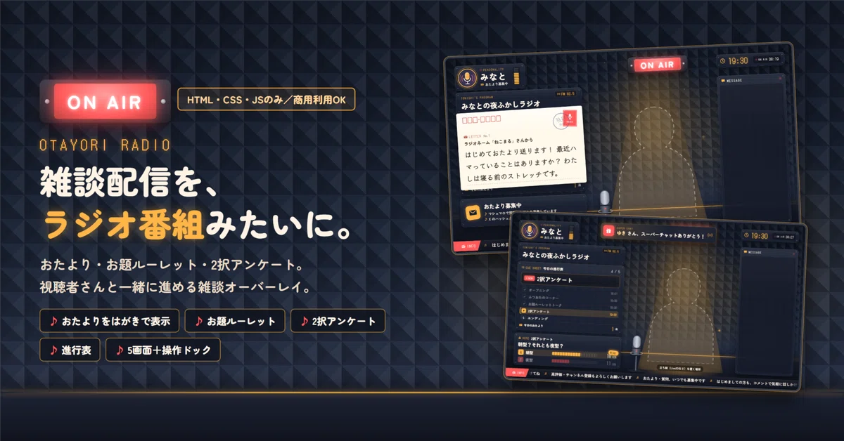 [For VTuber Chat Streams] OBS Overlay Set 