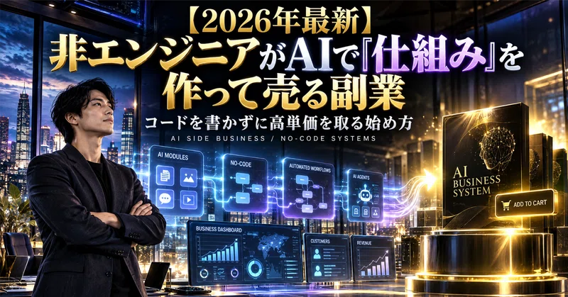 【2026年最新】非エンジニアがAIで"仕組み"を作って売る副業｜コードを書かずに高単価を取る始め方