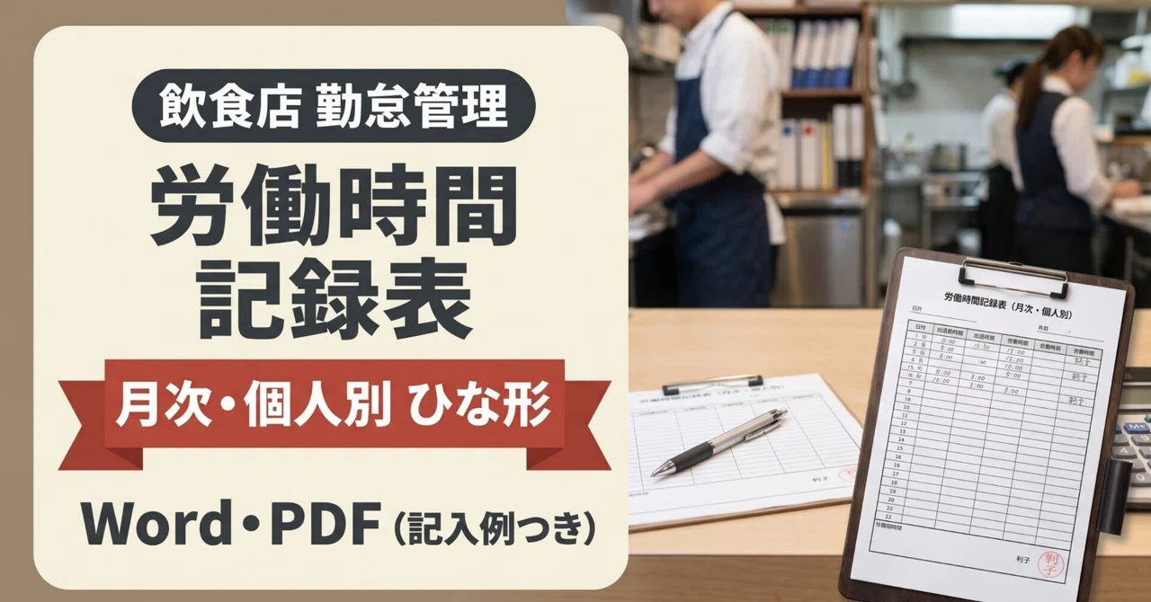 Restaurant Working Hours Record Sheet Attendance Management Monthly ...