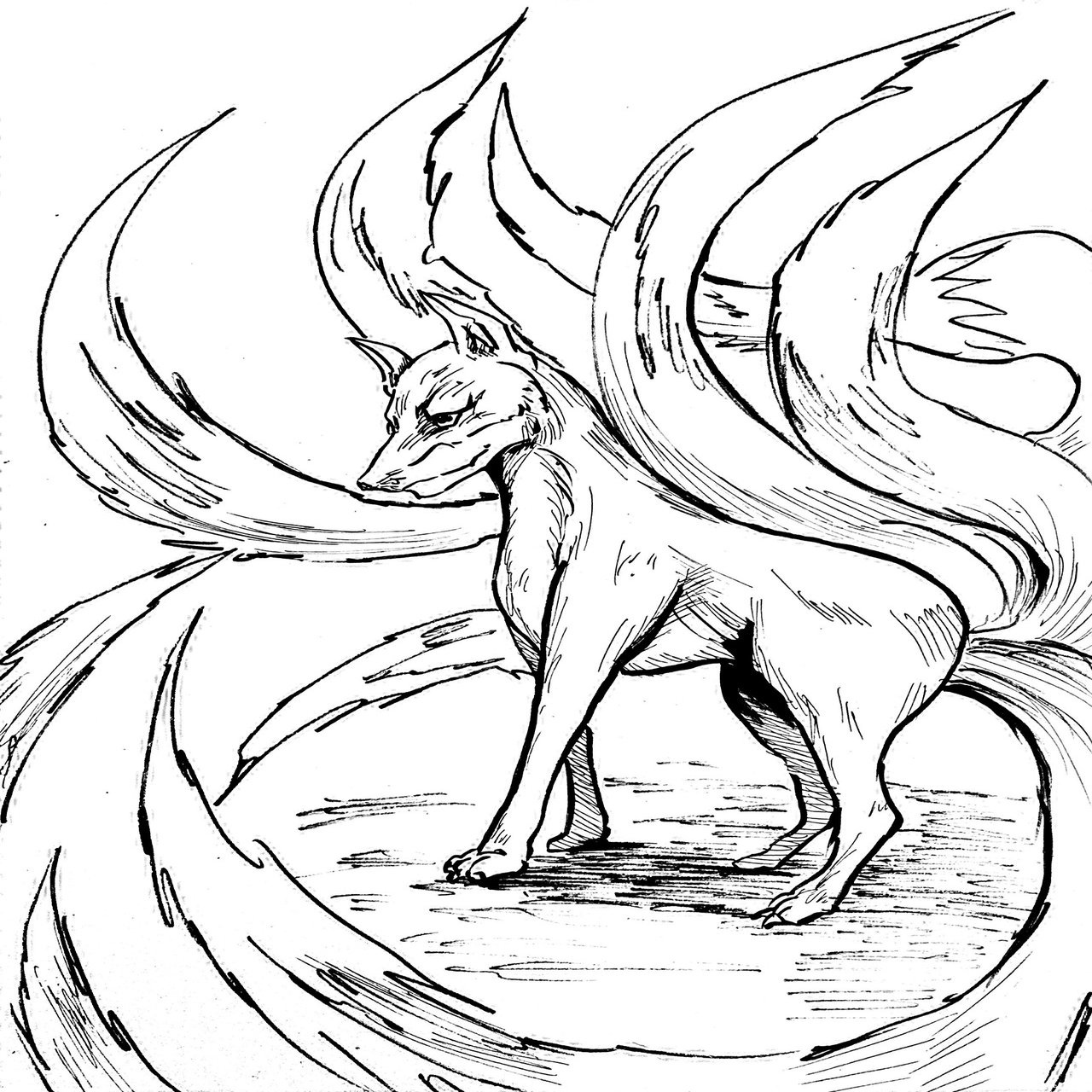 昔の妖怪21 九尾の狐 きゅうびのきつね 猿もおだてりゃ木から落ちるが また登るさ Note