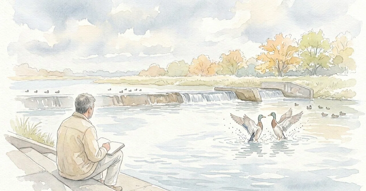 A bustling group of ducks on an ordinary morning.｜らくまえ日記/自称ASD