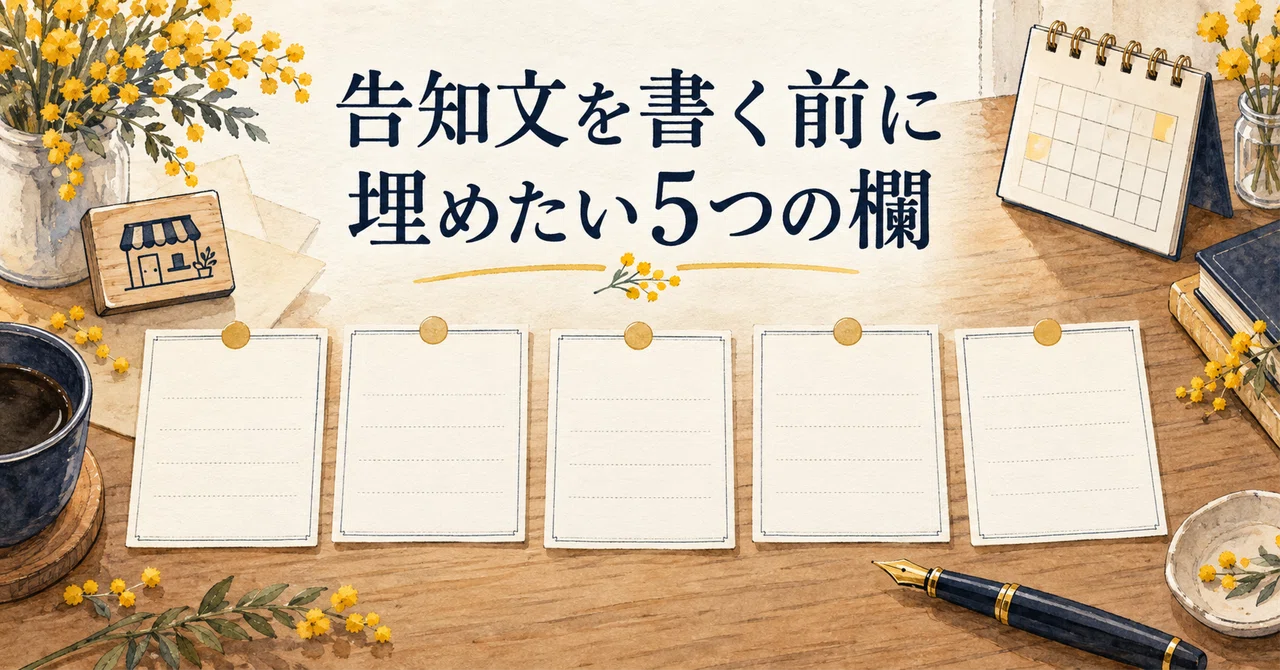 5 Fields to Fill Out Before Writing an Announcement｜ひとり商いのことば帖｜文章・発信・集客