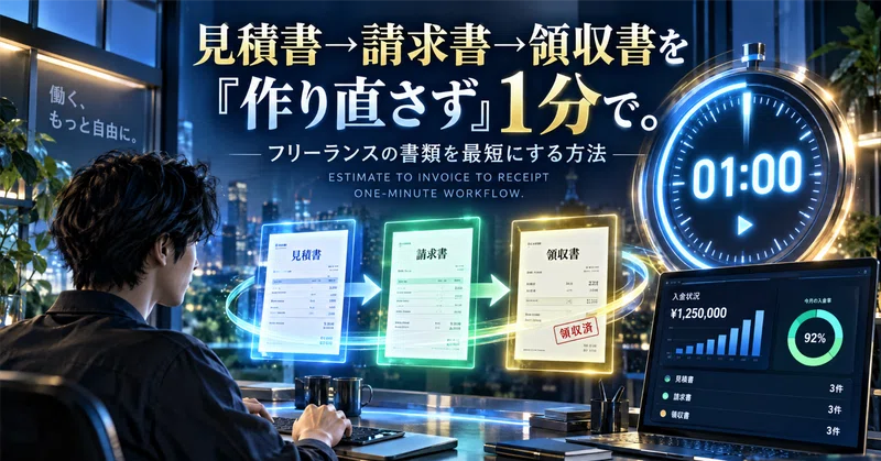 見積書→請求書→領収書を「作り直さず」1分で。フリーランスの書類を最短にする方法