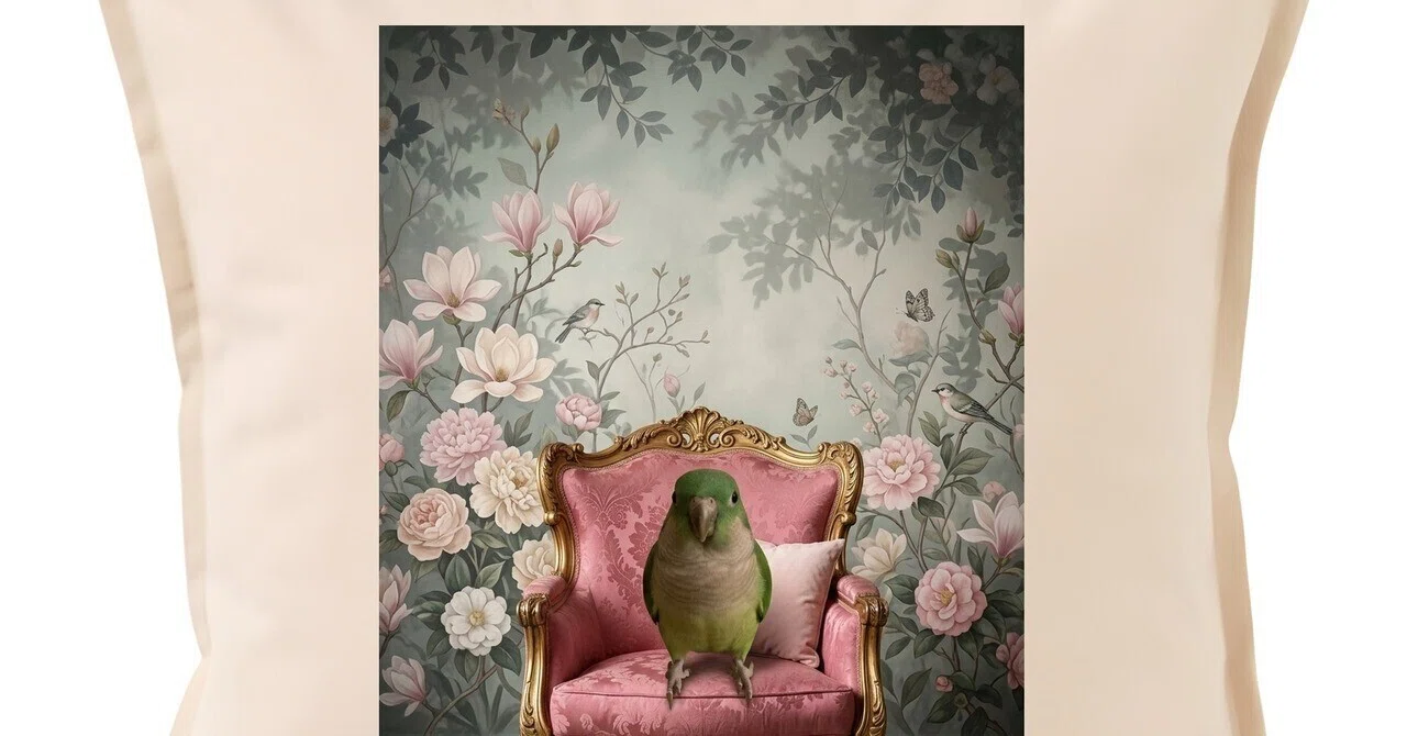 The Quaker Parrot Rococo Shabby Pink Cushion is now available!｜うちの子 ...