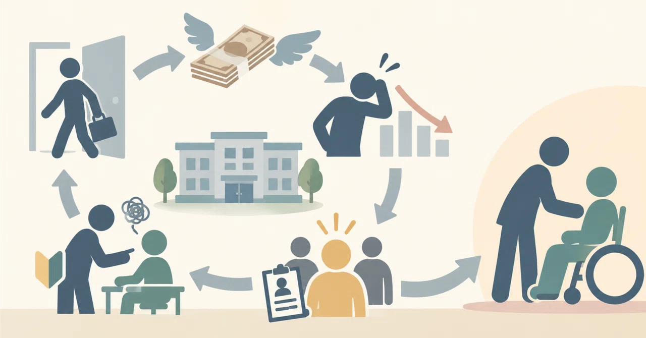 It is difficult whether staff stay or leave. The negative loop of ...