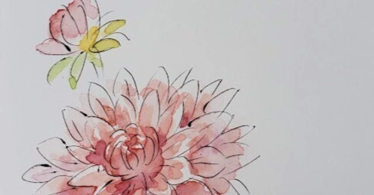 [October 23] Flower 🌸 Dahlia (Tenjiku Botan) 🌸 Illustration drawn in 5 ...
