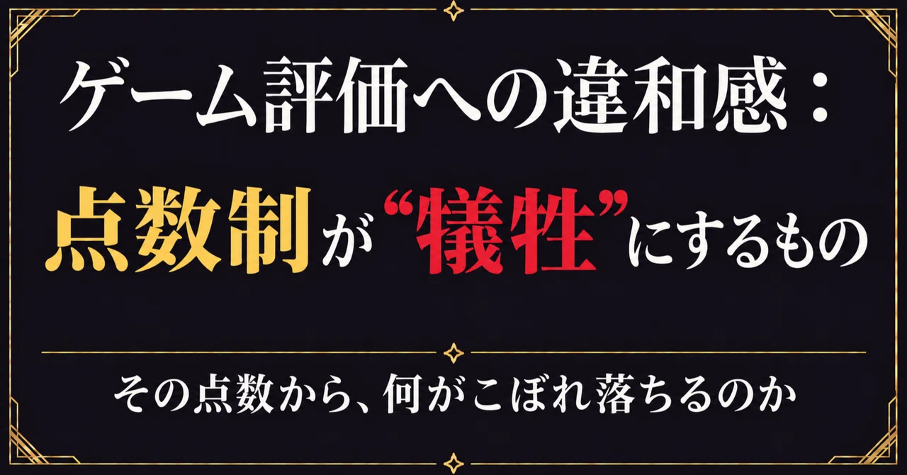 Discomfort with Game Ratings: What Scoring Systems Sacrifice｜やべじろ～