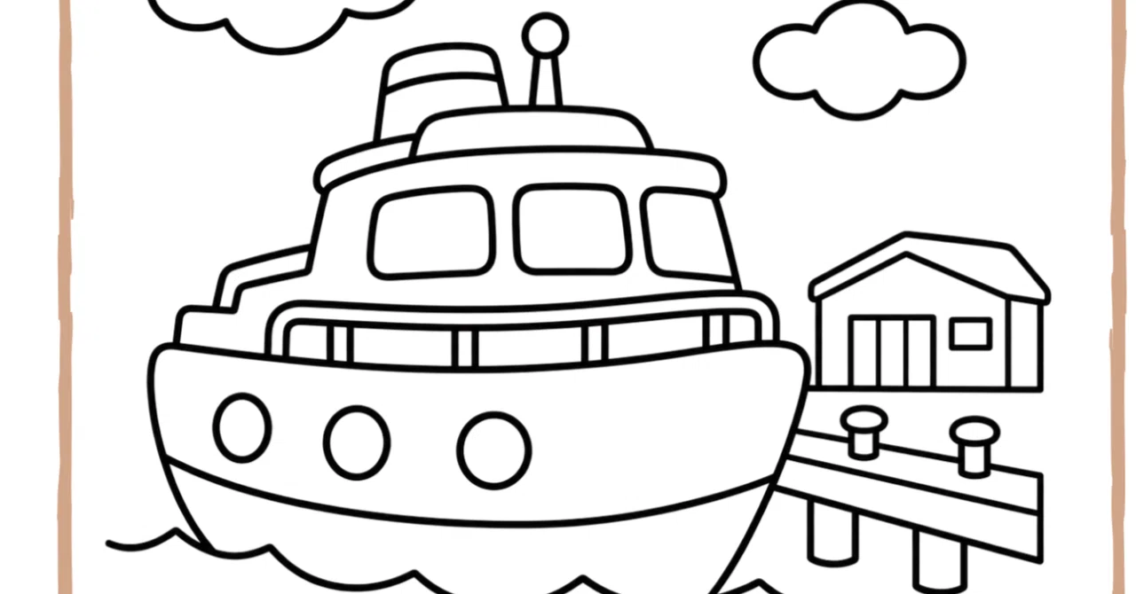 [For ages 3-5] Educational coloring sheet about ships and ports ...