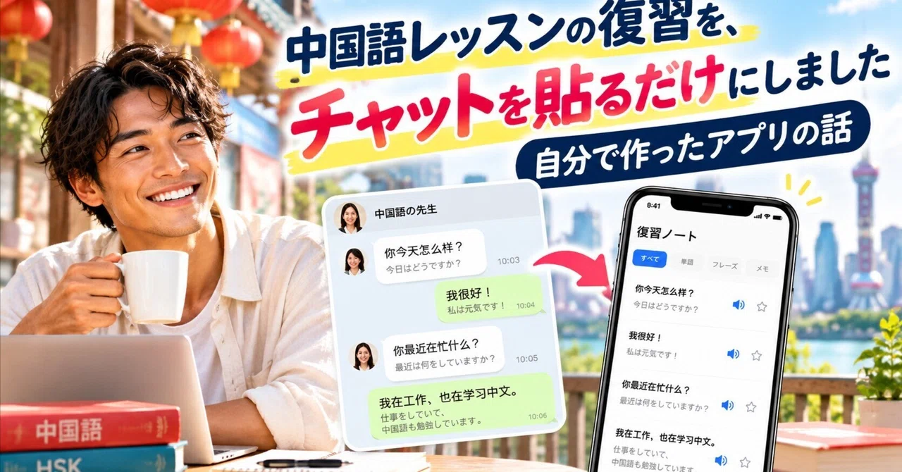 中国語レッスンの復習を、チャットを貼るだけにしました|自分で作ったアプリの話
