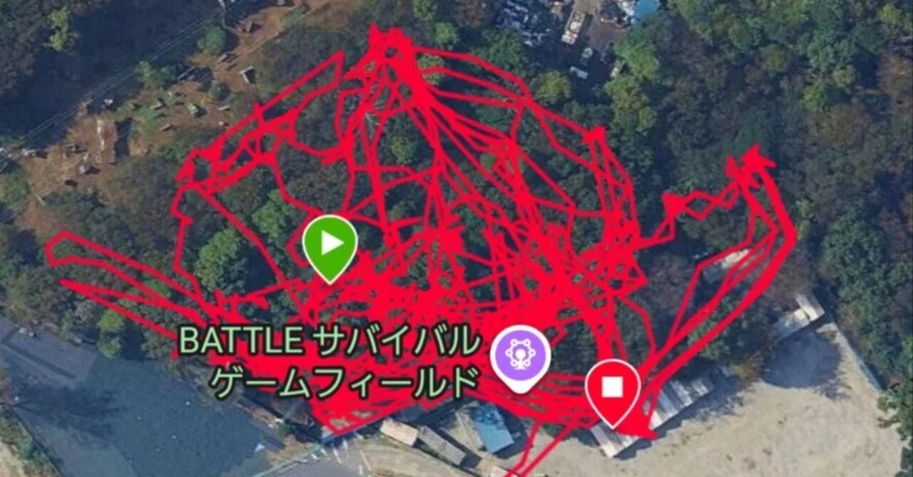 [Setting Record] I tried making a map of an airsoft field from GARMIN ...
