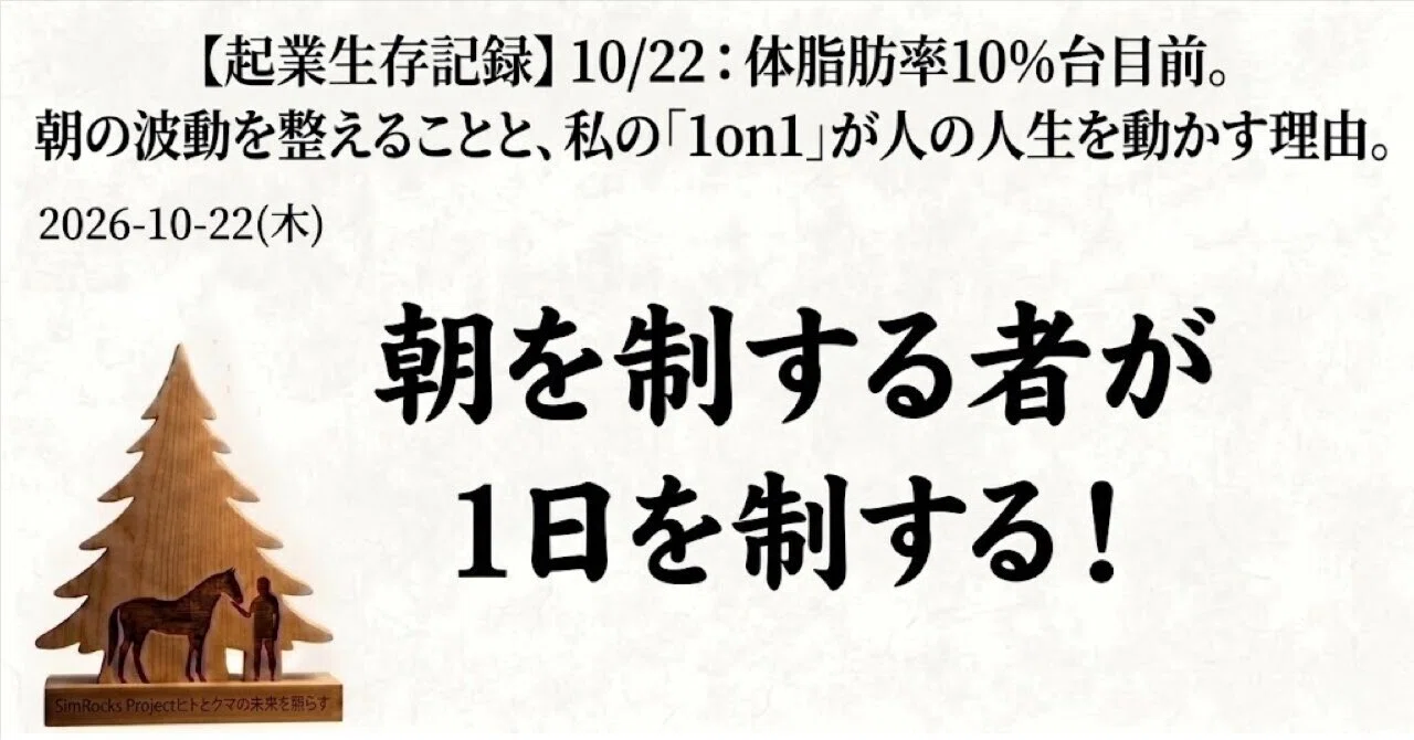 [Entrepreneurial Survival Record] 10/22: On the verge of 10% body fat ...