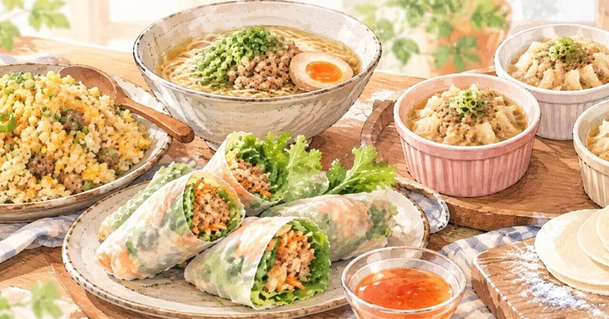 [Cooking] How to use up leftover gyoza filling and wrappers! Fried rice ...
