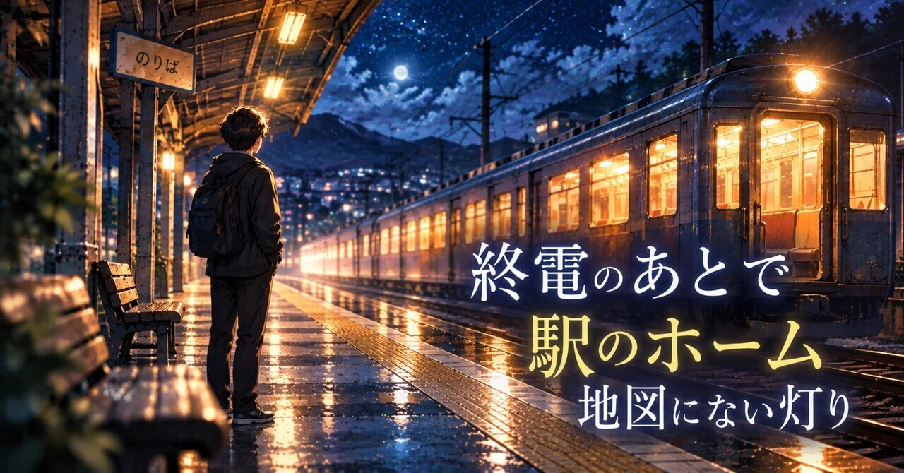 Orange Glow Rectangle After the Last Train | Station Platform | Lights Not on the Map|ポラフ|AI副業ログ