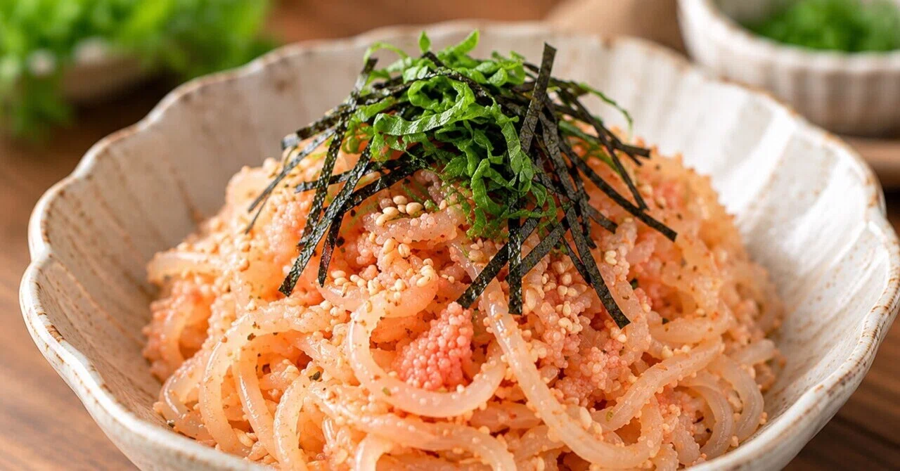 Stir-fried Shirataki with Mentaiko | A healthy Japanese side dish ...
