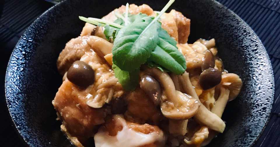 豆腐の唐揚げとしめじの卵とじ丼 As Note