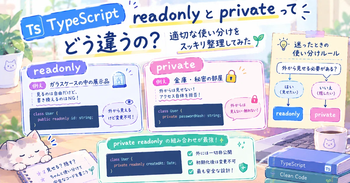 [TypeScript] What is the difference between readonly and private? I've ...