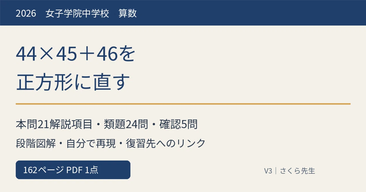 Visualisation Diagram Squares Joshigakuin Junior High School 2026 Mathematics Past Exam Explanation ...