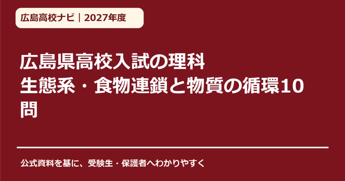 [2027 Academic Year] Hiroshima Prefecture High School Entrance Exam ...