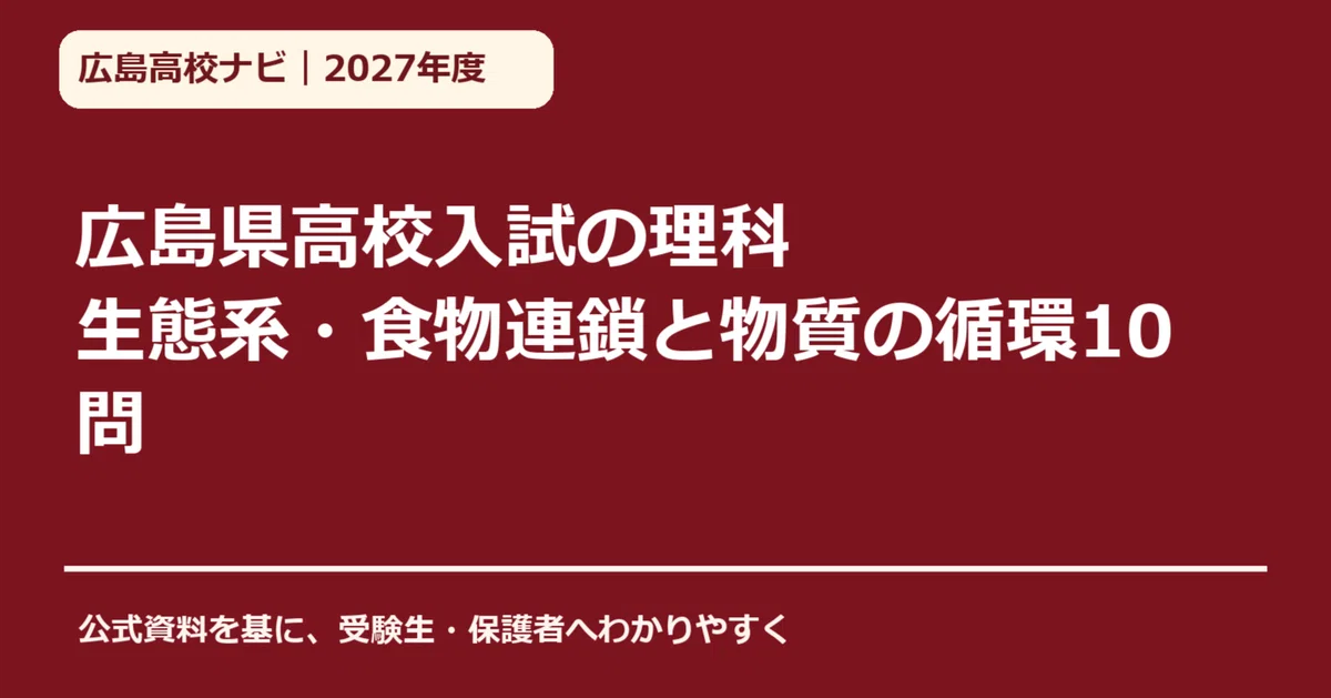 [2027 Academic Year] Hiroshima Prefecture High School Entrance Exam ...