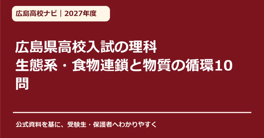 [2027 Academic Year] Hiroshima Prefecture High School Entrance Exam ...