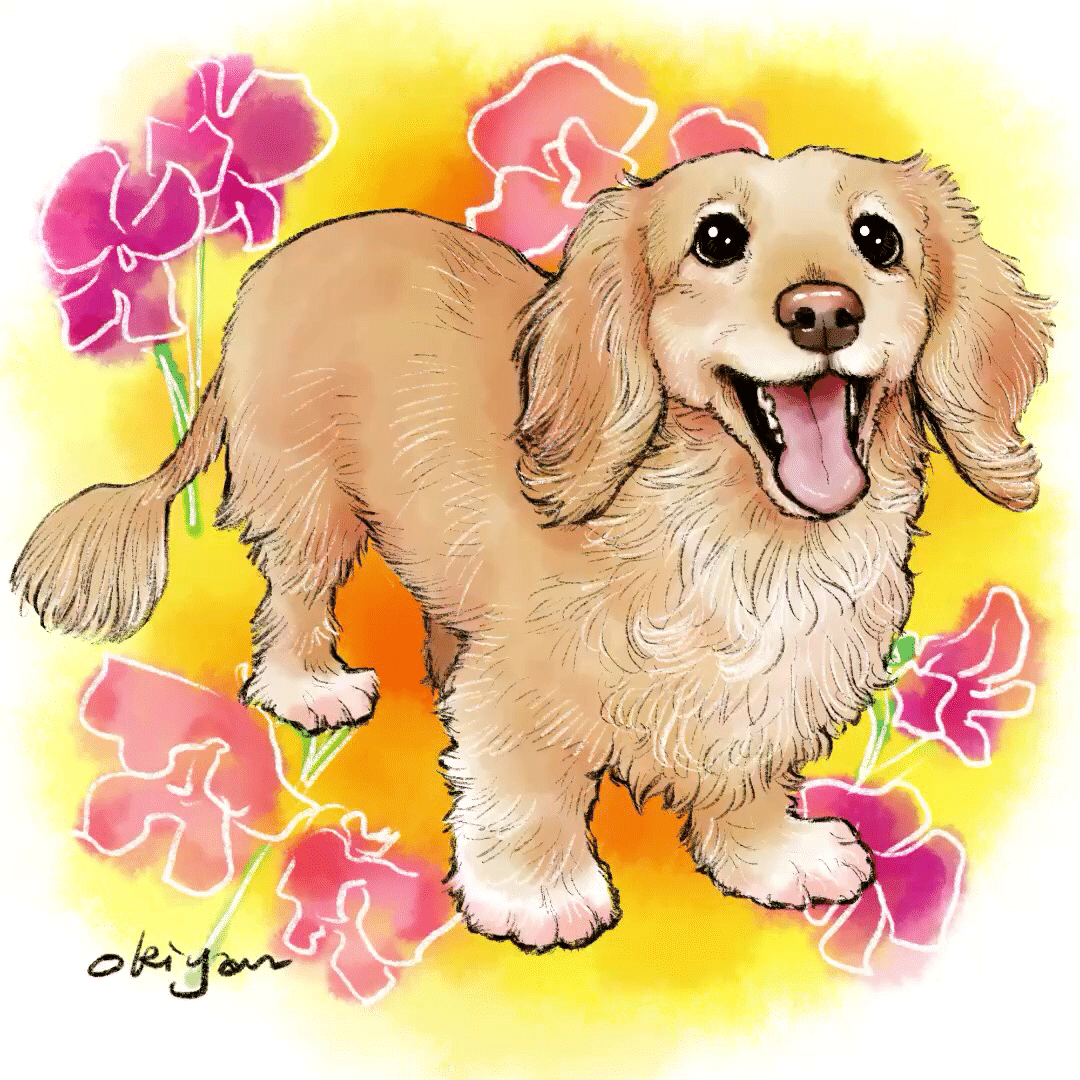 油絵　ぷーちゃんセレナーデ　ピクニックに行くキュートなわんちゃんの家族 油絵 ぷーちゃんセレナーデ様専用 ピクニックに行くキュートな