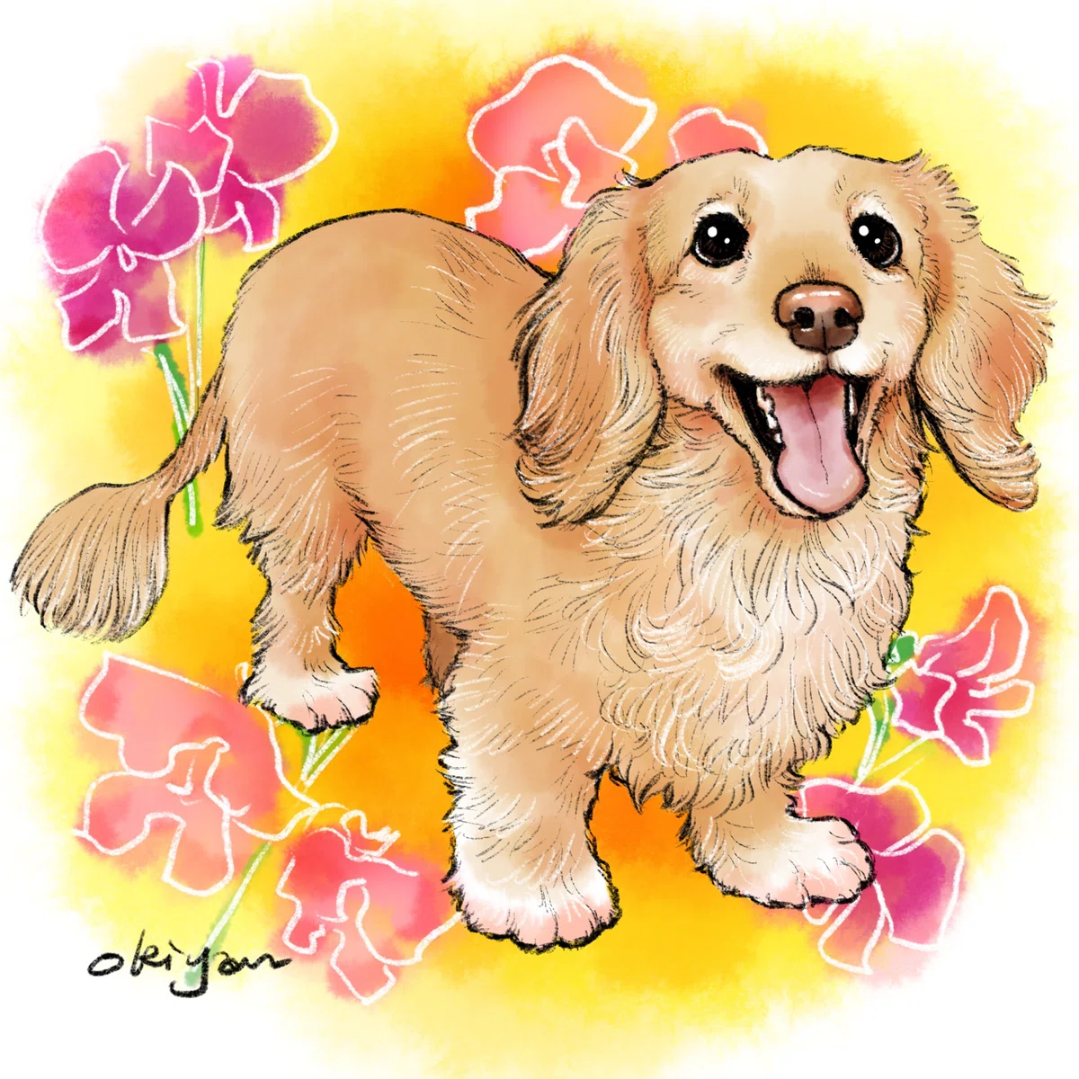 ワンちゃん似顔絵♫｜おきなかやすこ