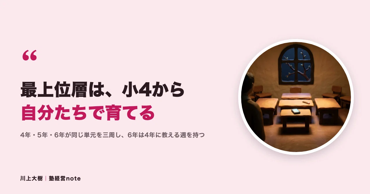 Cultivating the Top Tier from 4th Grade Onward｜川上大樹 塾経営note