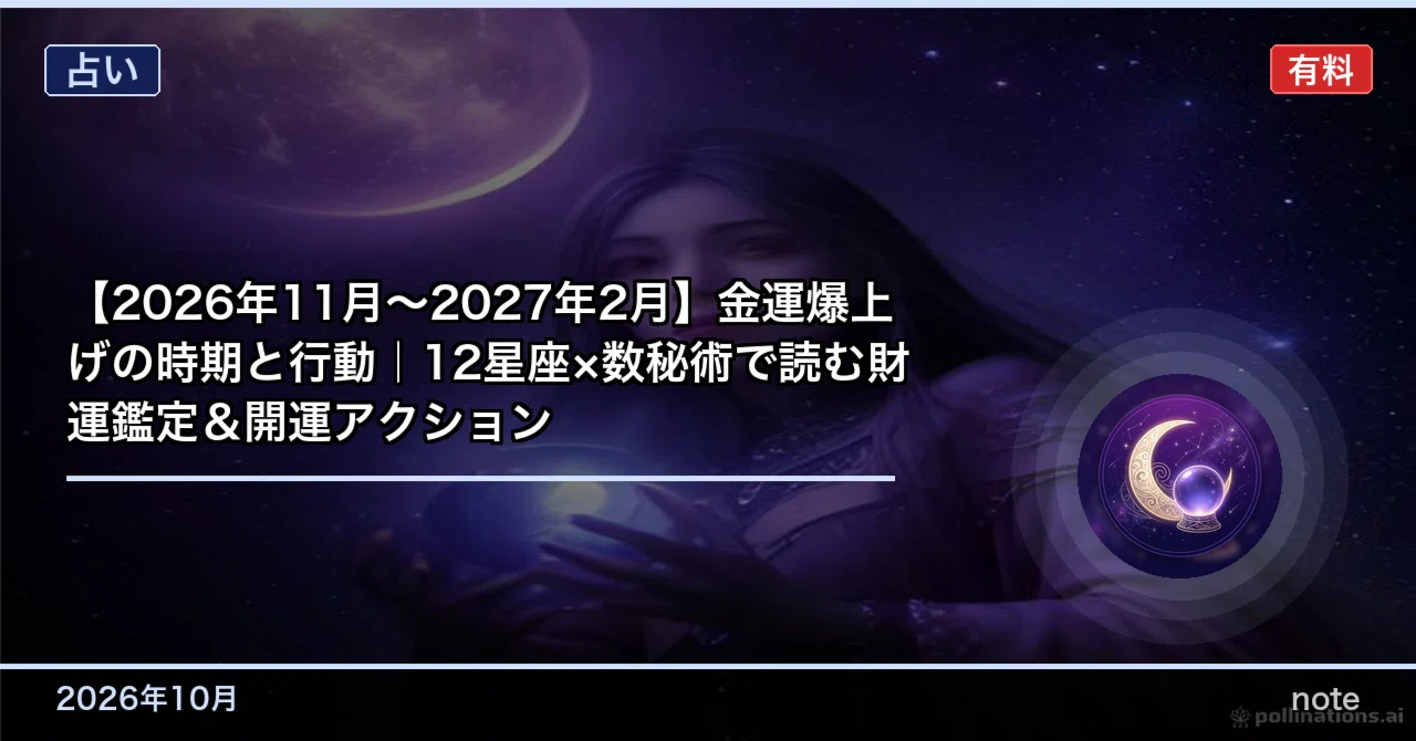 [November 2026 - February 2027] Periods of Skyrocketing Financial Luck ...