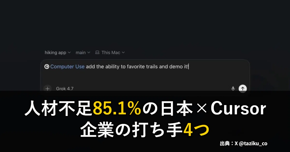 開発AI：人材不足85.1%の日本、Cursor画面操作の使い道｜JITE.NEWS.jp