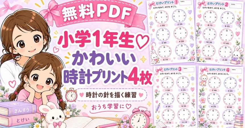 [Free PDF] 1st Grade ♡ 4 Cute Clock Worksheets | Practice Drawing Clock ...