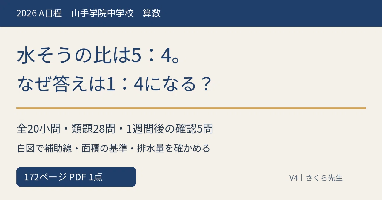 Yamate Gakuin 2026A Math Past Exam Explanation | From 5:4 in the water ...