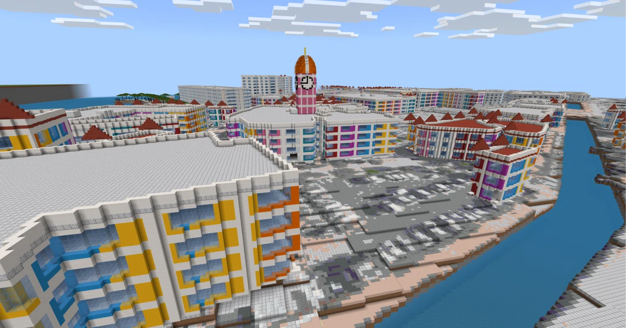 I recreated American Village in Chatan in Minecraft at double scale ...