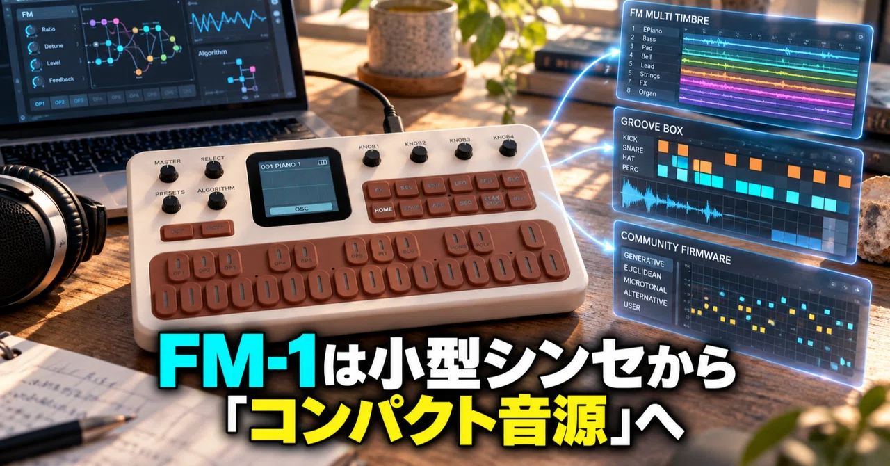 FM-1 evolves from a compact synth to a 'compact sound module': V16 ...