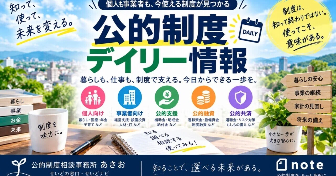Public System Daily Information October 25, 2026 (Sun)｜公的制度相談事務所あさお